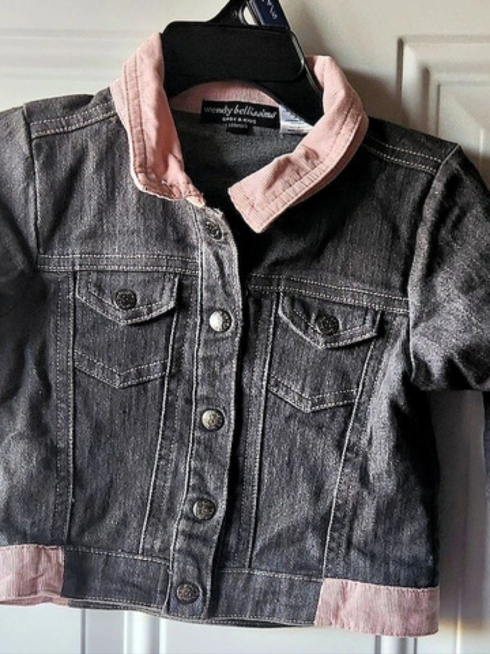 Wendy Bellissimo Girls 18M Gray & Pink Denim Jacket